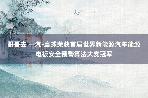 哥哥去 一汽-寰球荣获首届世界新能源汽车能源电板安全预警算法大赛冠军