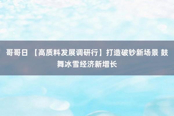 哥哥日 【高质料发展调研行】打造破钞新场景 鼓舞冰雪经济新增长