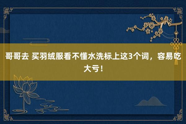 哥哥去 买羽绒服看不懂水洗标上这3个词，容易吃大亏！