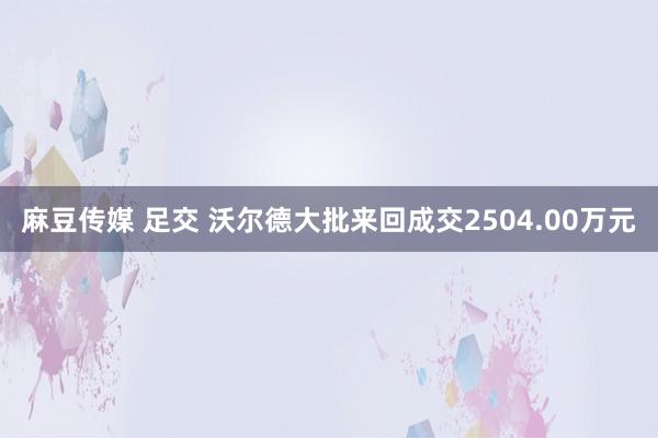麻豆传媒 足交 沃尔德大批来回成交2504.00万元