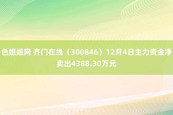 色姐姐网 齐门在线（300846）12月4日主力资金净卖出4388.30万元