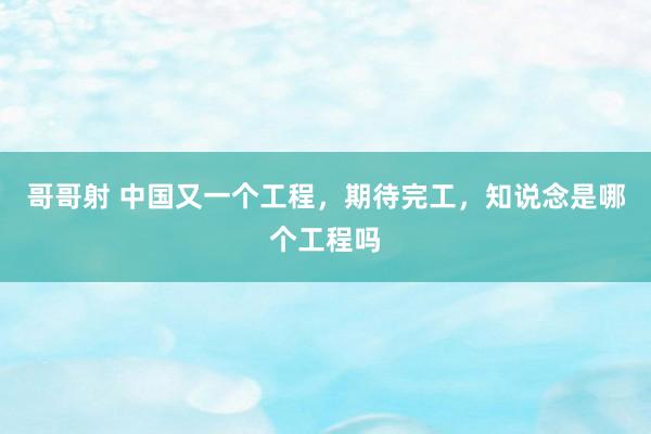 哥哥射 中国又一个工程，期待完工，知说念是哪个工程吗