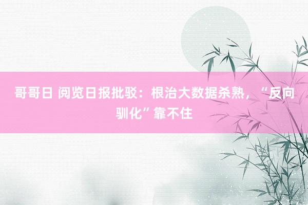 哥哥日 阅览日报批驳：根治大数据杀熟，“反向驯化”靠不住