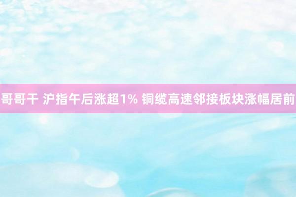 哥哥干 沪指午后涨超1% 铜缆高速邻接板块涨幅居前