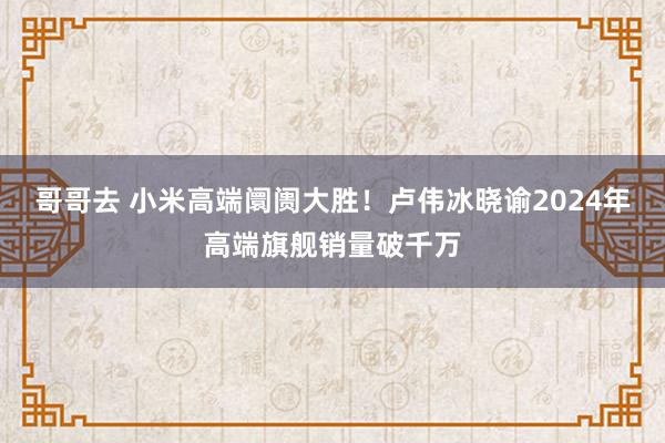 哥哥去 小米高端阛阓大胜！卢伟冰晓谕2024年高端旗舰销量破千万