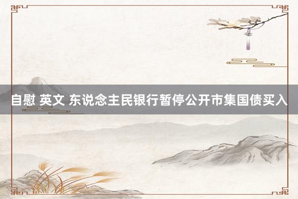自慰 英文 东说念主民银行暂停公开市集国债买入
