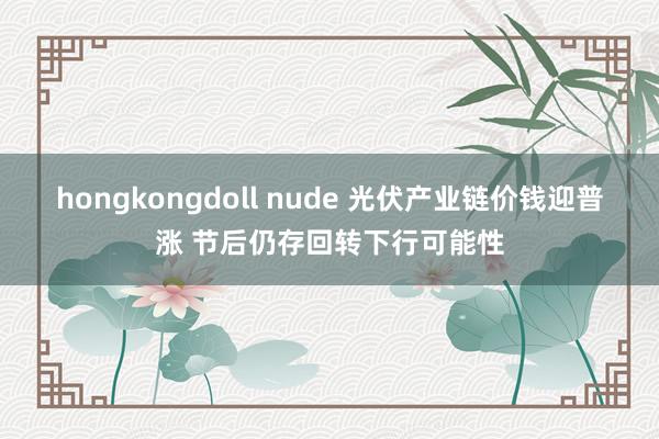 hongkongdoll nude 光伏产业链价钱迎普涨 节后仍存回转下行可能性