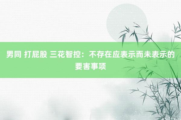 男同 打屁股 三花智控：不存在应表示而未表示的要害事项