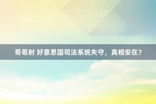 哥哥射 好意思国司法系统失守，真相安在？