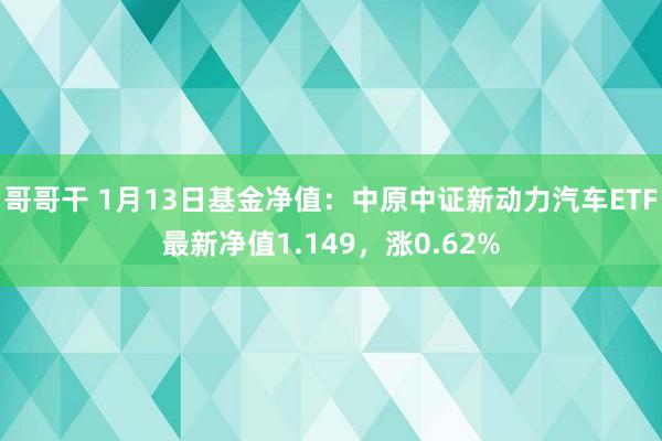 哥哥干 1月13日基金净值：中原中证新动力汽车ETF最新净值1.149，涨0.62%
