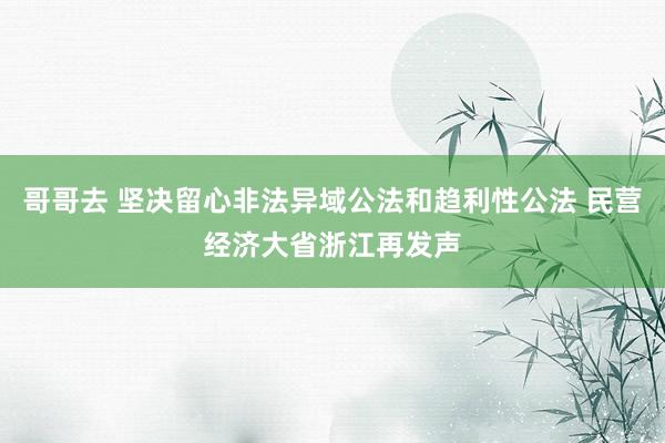 哥哥去 坚决留心非法异域公法和趋利性公法 民营经济大省浙江再发声