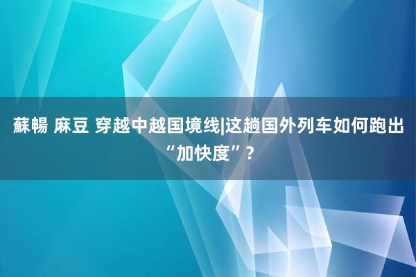 蘇暢 麻豆 穿越中越国境线|这趟国外列车如何跑出“加快度”？