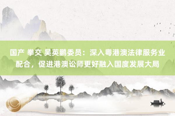 国产 拳交 吴英鹏委员：深入粤港澳法律服务业配合，促进港澳讼师更好融入国度发展大局