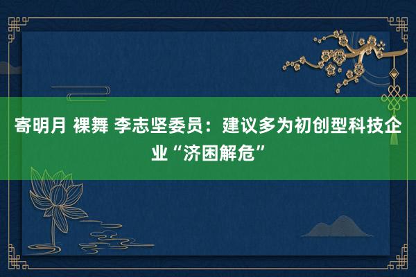 寄明月 裸舞 李志坚委员：建议多为初创型科技企业“济困解危”
