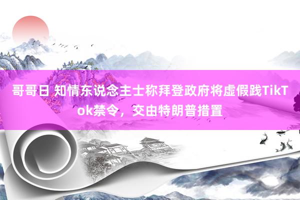 哥哥日 知情东说念主士称拜登政府将虚假践TikTok禁令，交由特朗普措置