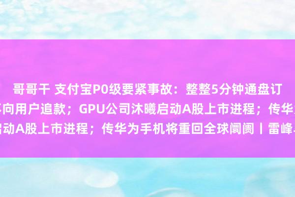 哥哥干 支付宝P0级要紧事故：整整5分钟通盘订单打8折，官方回答：不向用户追款；GPU公司沐曦启动A股上市进程；传华为手机将重回全球阛阓丨雷峰早报