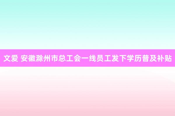 文爱 安徽滁州市总工会一线员工发下学历普及补贴