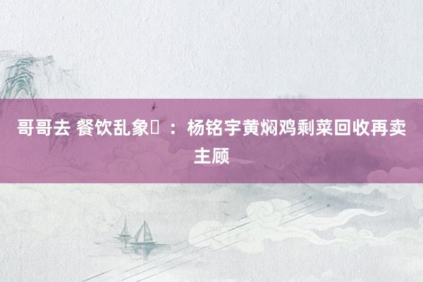 哥哥去 餐饮乱象​：杨铭宇黄焖鸡剩菜回收再卖主顾