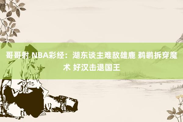 哥哥射 NBA彩经：湖东谈主难敌雄鹿 鹈鹕拆穿魔术 好汉击退国王