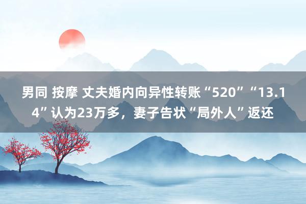 男同 按摩 丈夫婚内向异性转账“520”“13.14”认为23万多，妻子告状“局外人”返还