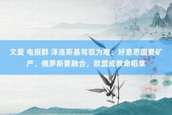 文爱 电报群 泽连斯基驾驭为难：好意思国要矿产、俄罗斯要融合，欧盟成救命稻草
