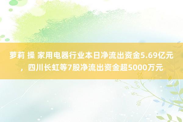 萝莉 操 家用电器行业本日净流出资金5.69亿元，四川长虹等7股净流出资金超5000万元