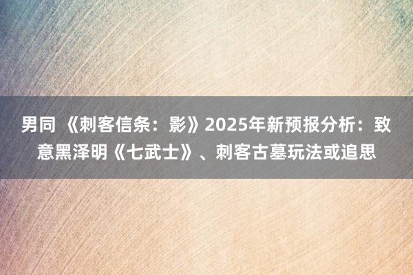 男同 《刺客信条：影》2025年新预报分析：致意黑泽明《七武士》、刺客古墓玩法或追思