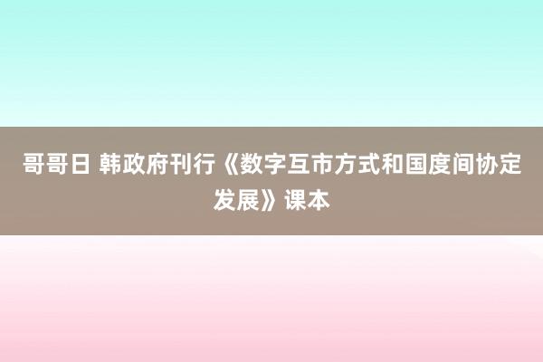 哥哥日 韩政府刊行《数字互市方式和国度间协定发展》课本