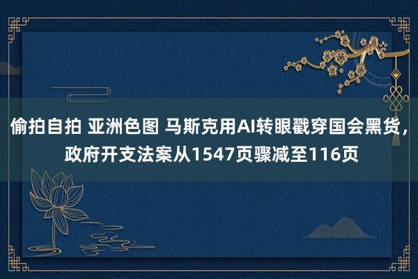 偷拍自拍 亚洲色图 马斯克用AI转眼戳穿国会黑货， 政府开支法案从1547页骤减至116页