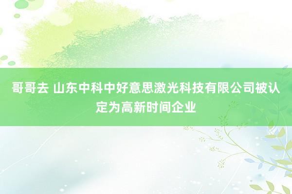 哥哥去 山东中科中好意思激光科技有限公司被认定为高新时间企业