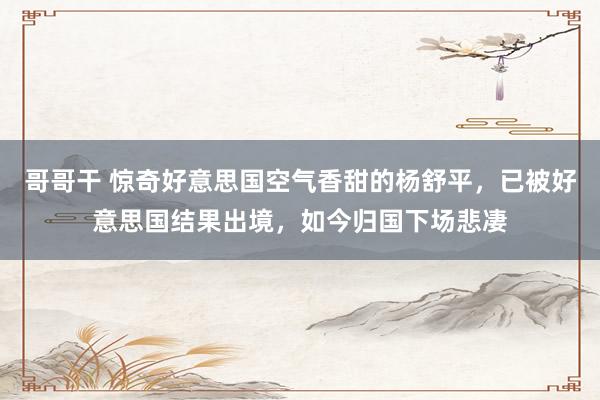 哥哥干 惊奇好意思国空气香甜的杨舒平，已被好意思国结果出境，如今归国下场悲凄