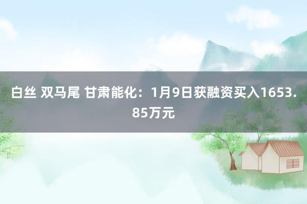 白丝 双马尾 甘肃能化：1月9日获融资买入1653.85万元