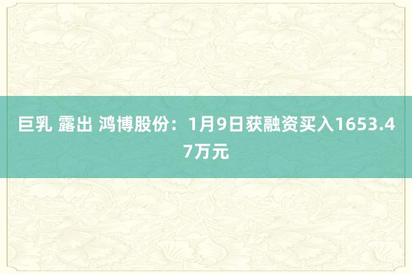 巨乳 露出 鸿博股份：1月9日获融资买入1653.47万元