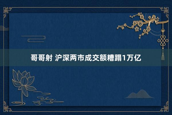 哥哥射 沪深两市成交额糟蹋1万亿