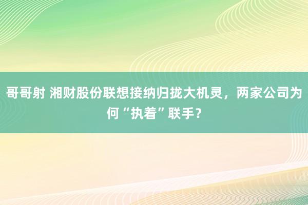 哥哥射 湘财股份联想接纳归拢大机灵，两家公司为何“执着”联手？
