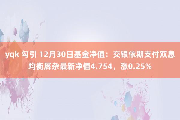 yqk 勾引 12月30日基金净值：交银依期支付双息均衡羼杂最新净值4.754，涨0.25%