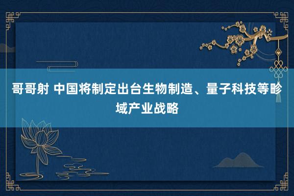 哥哥射 中国将制定出台生物制造、量子科技等畛域产业战略
