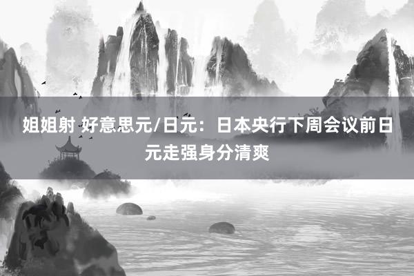 姐姐射 好意思元/日元：日本央行下周会议前日元走强身分清爽