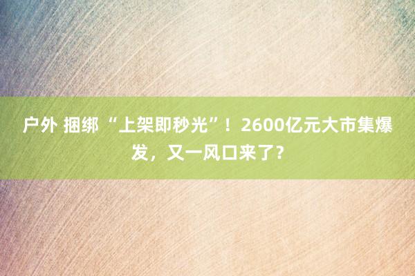 户外 捆绑 “上架即秒光”！2600亿元大市集爆发，又一风口来了？