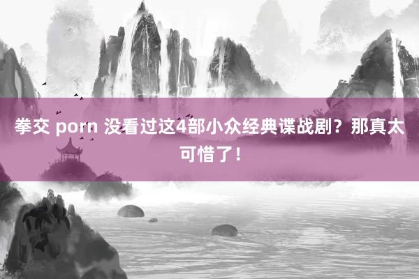 拳交 porn 没看过这4部小众经典谍战剧？那真太可惜了！