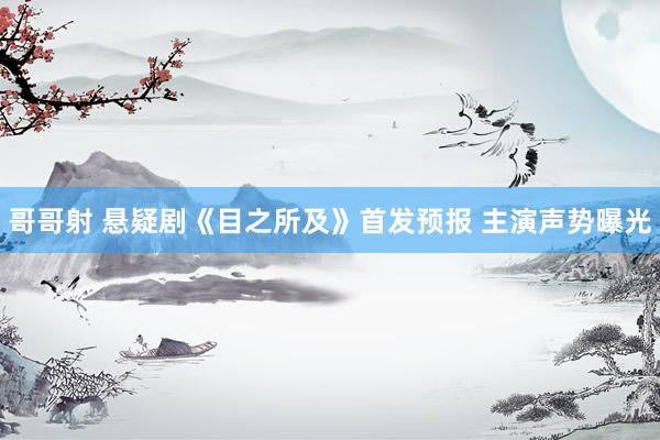 哥哥射 悬疑剧《目之所及》首发预报 主演声势曝光