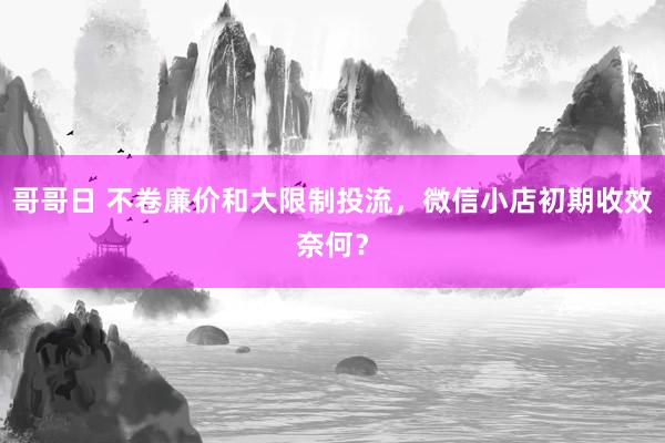 哥哥日 不卷廉价和大限制投流，微信小店初期收效奈何？
