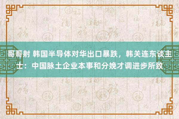 哥哥射 韩国半导体对华出口暴跌，韩关连东谈主士：中国脉土企业本事和分娩才调进步所致